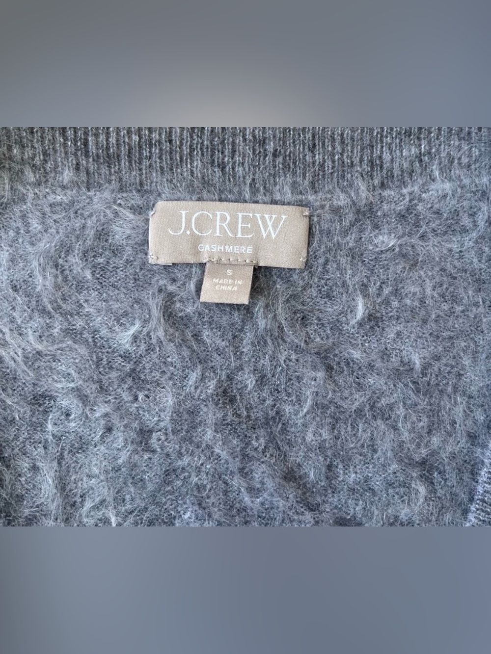 JCrew Brushed 100% Cashmere Cropped V-neck Sweater In Heather Grey Gray Sz Small - Picture 4 of 5